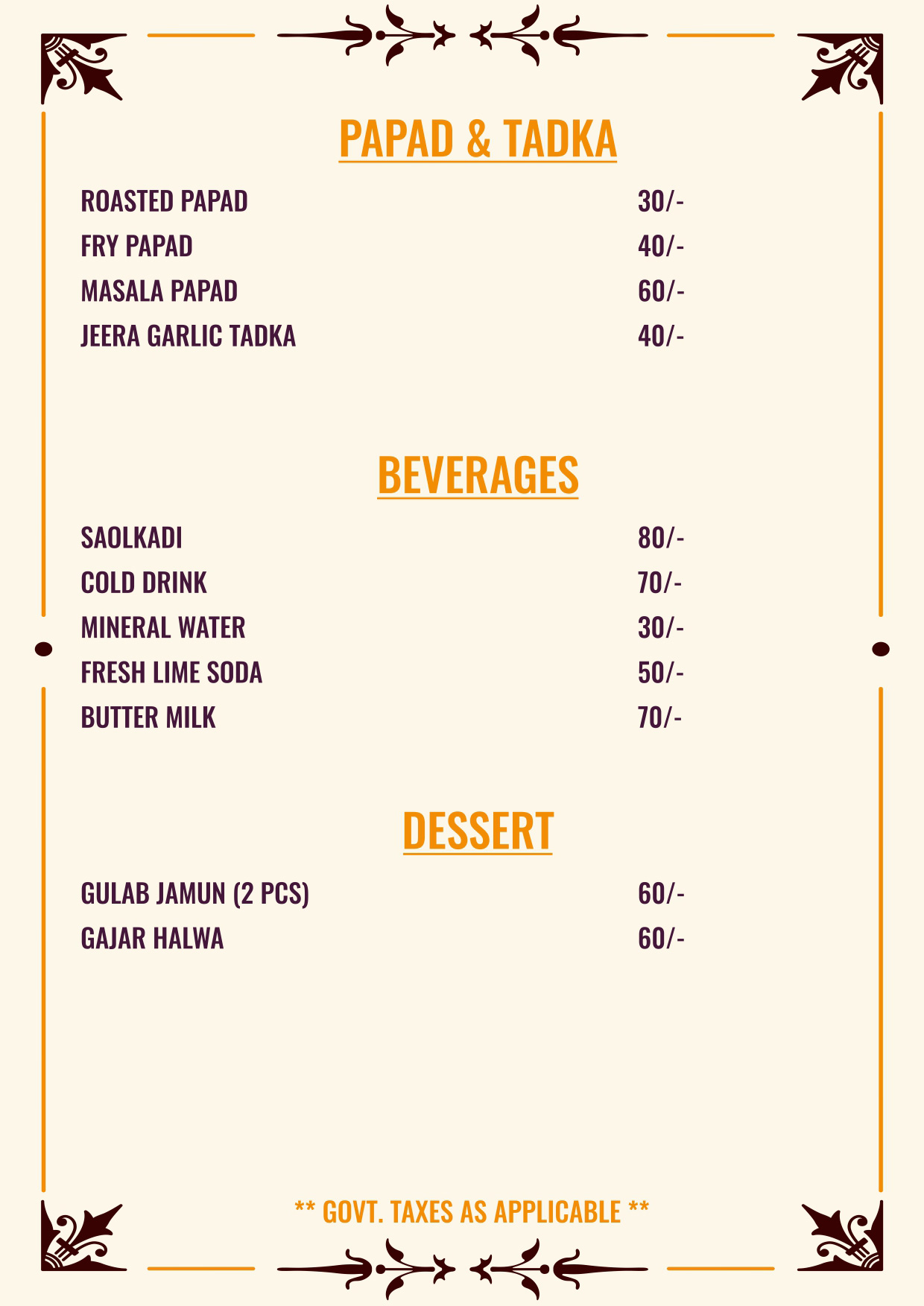menus